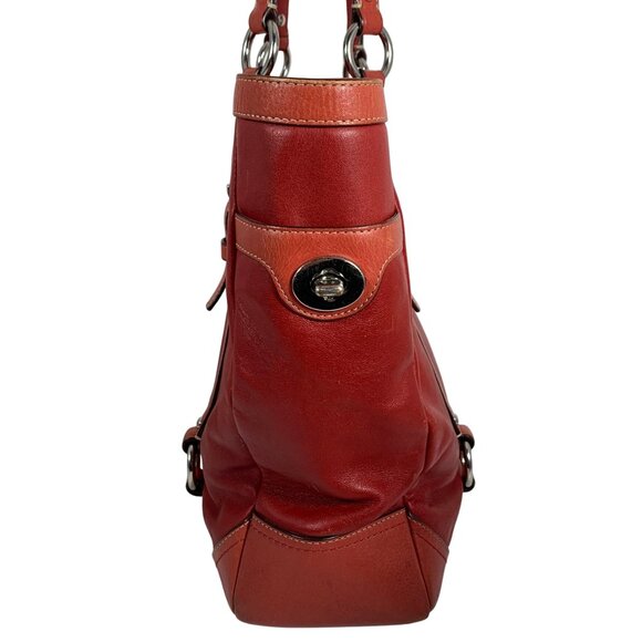 COACH Classic RED Leather Gallery East West Tote F12525 Satchel w/ Hang Tag Fob - Picture 6 of 16